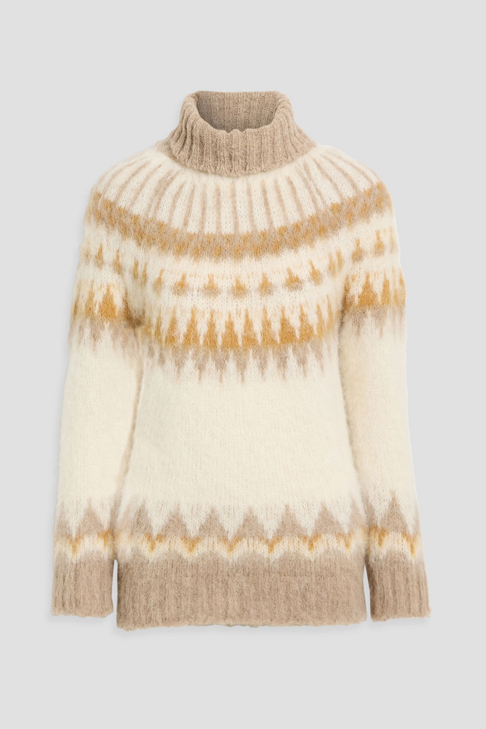 Naadam Fair Isle Alpaca-blend Turtleneck Sweater In White