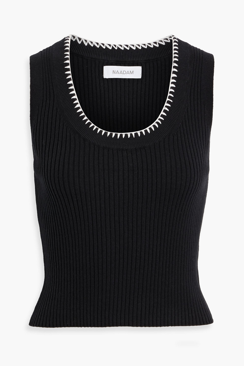 Naadam Ribbed Cotton And Cashmere-blend Top In Black