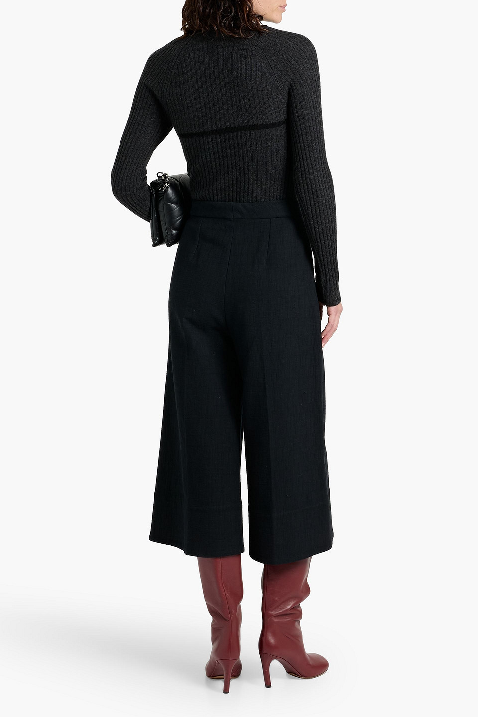 Naadam Cutout Ribbed Wool And Cashmere-blend Sweater In Gray