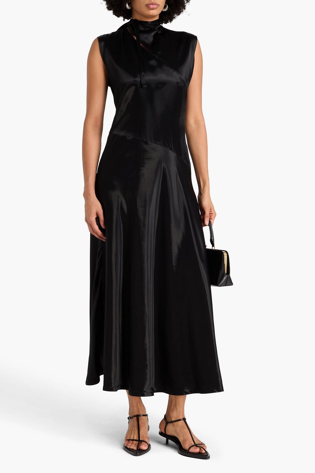 JIL SANDER Satin-twill cupro midi dress
