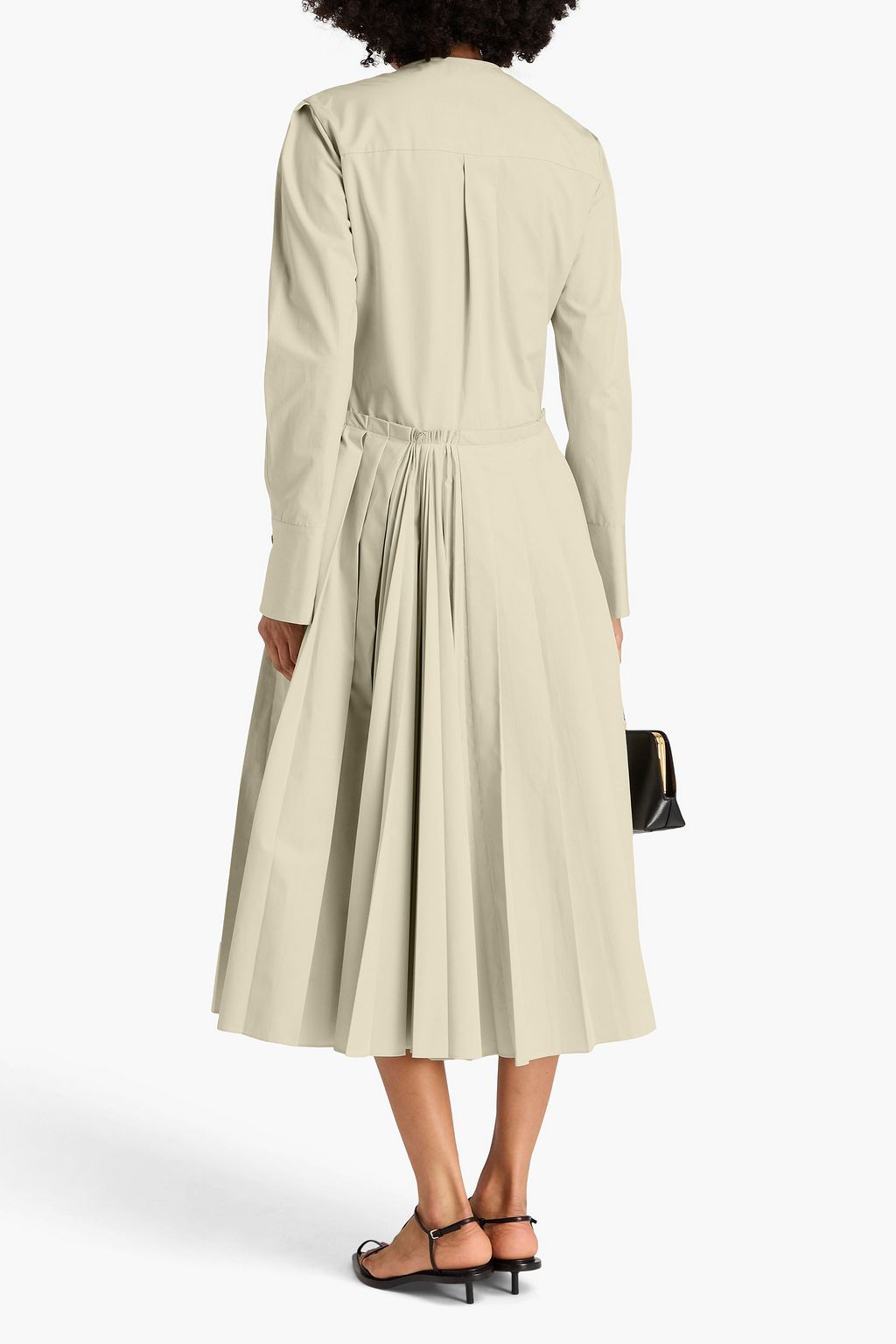 JIL SANDER Pintucked cotton-poplin midi dress