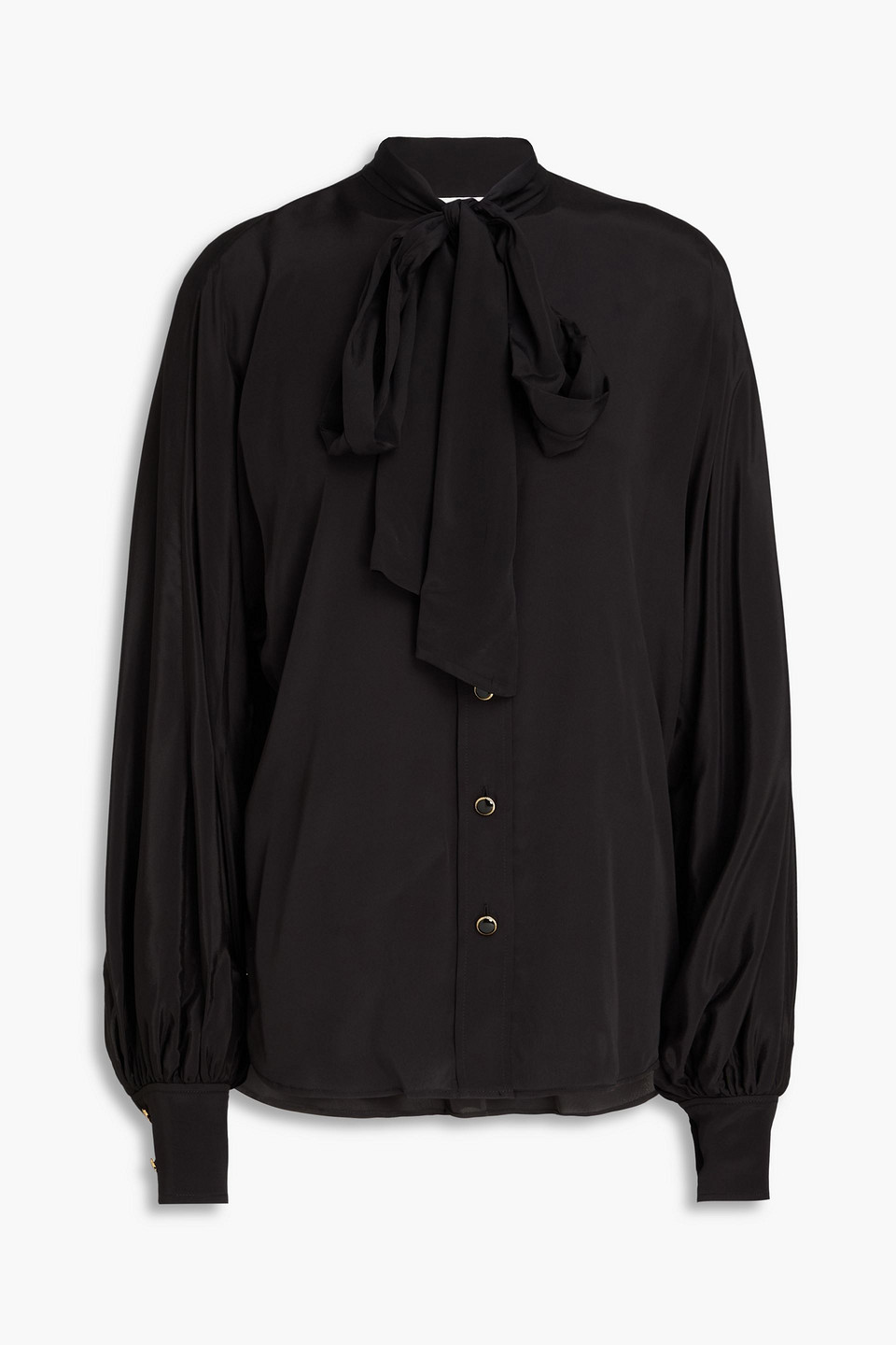 Zimmermann Pussy-bow Crepe De Chine Blouse In Black