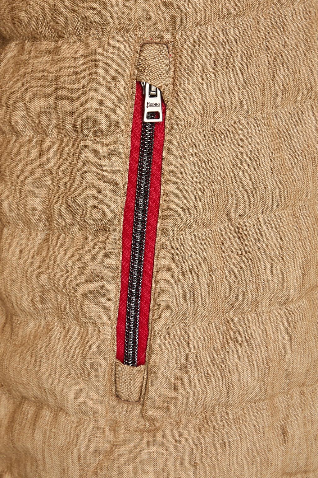 HERNO Quilted linen-canvas hooded down jacket