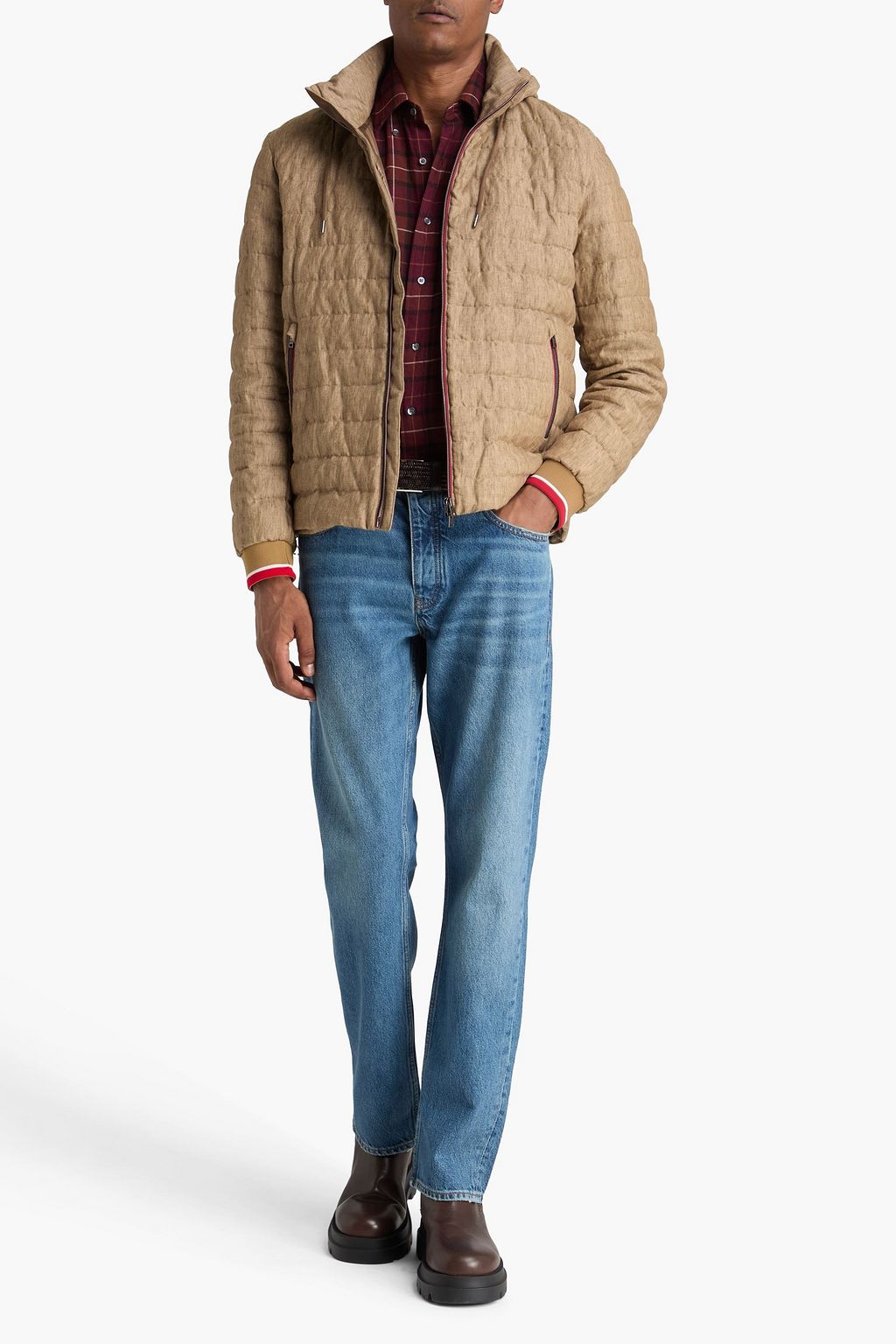 HERNO Quilted linen-canvas hooded down jacket