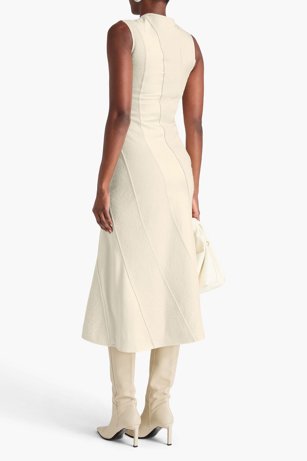 JIL SANDER Cotton and wool-blend jersey midi dress