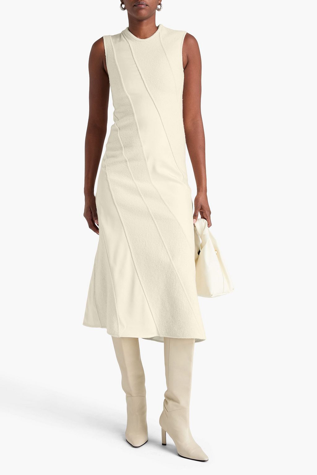 JIL SANDER Cotton and wool-blend jersey midi dress
