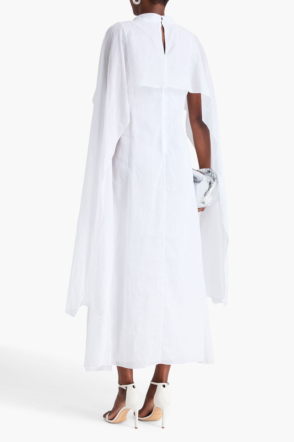 JIL SANDER Cape-effect cotton-voile midi dress