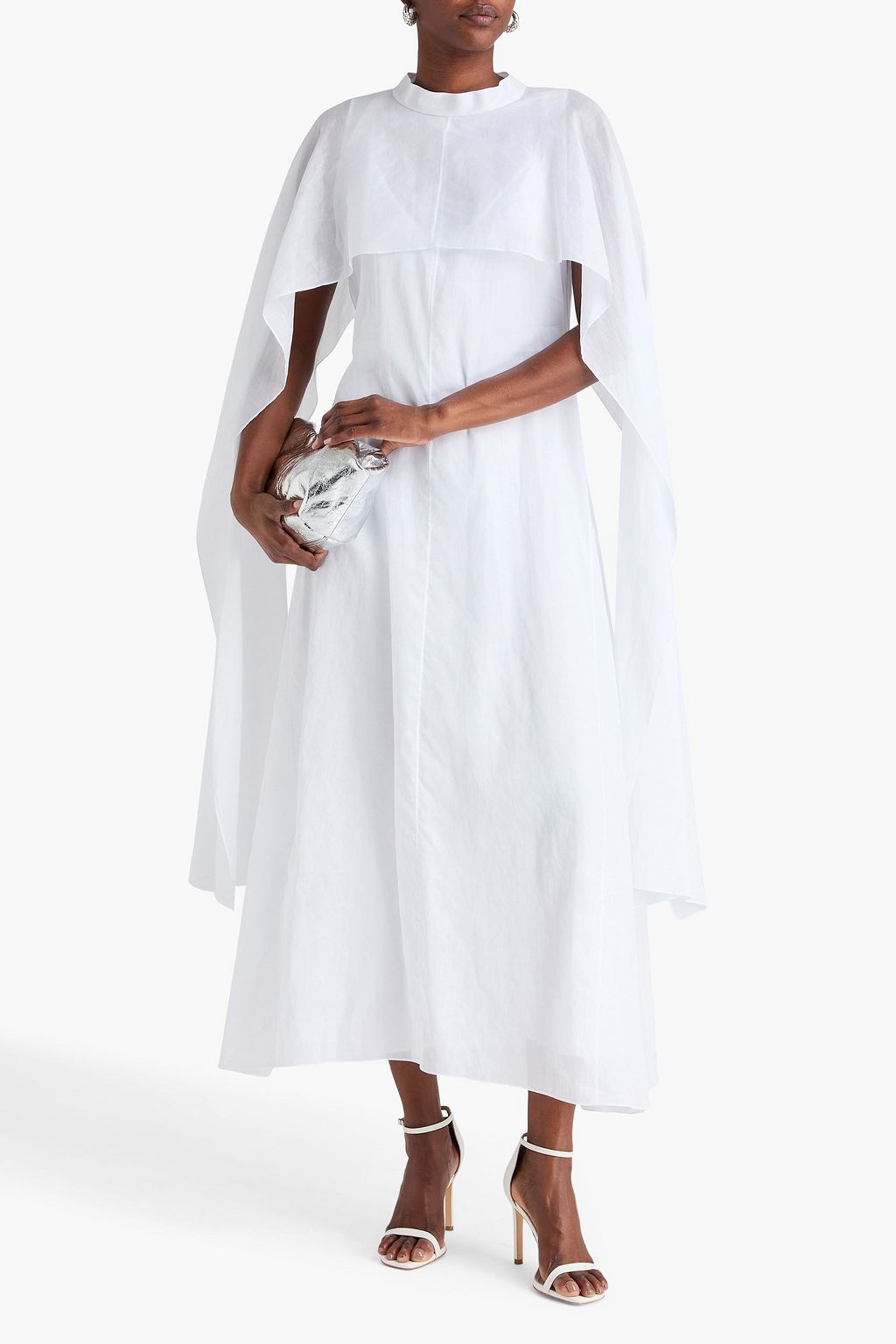 JIL SANDER Cape-effect cotton-voile midi dress