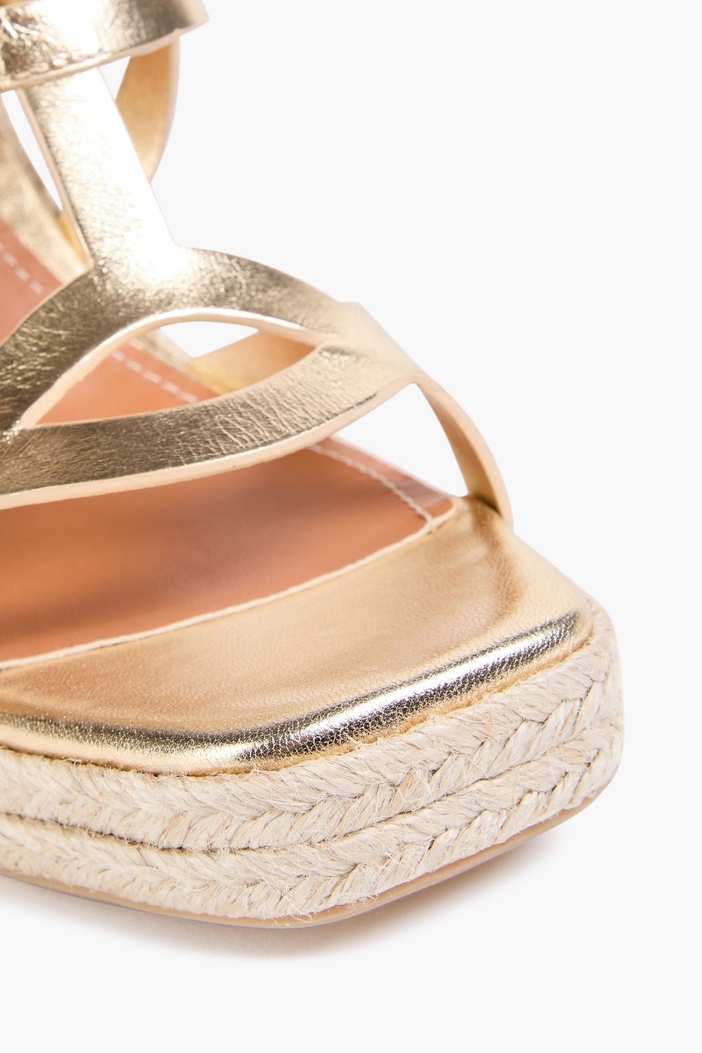 ZIMMERMANN صندل من الجلد بكعب ويدج بلون ميتاليك