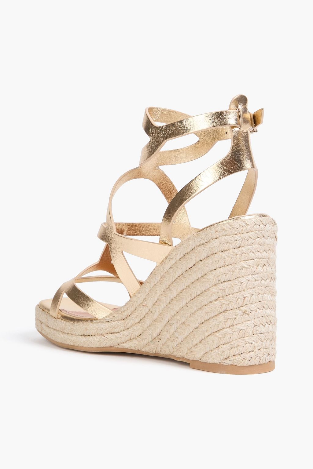 ZIMMERMANN صندل من الجلد بكعب ويدج بلون ميتاليك