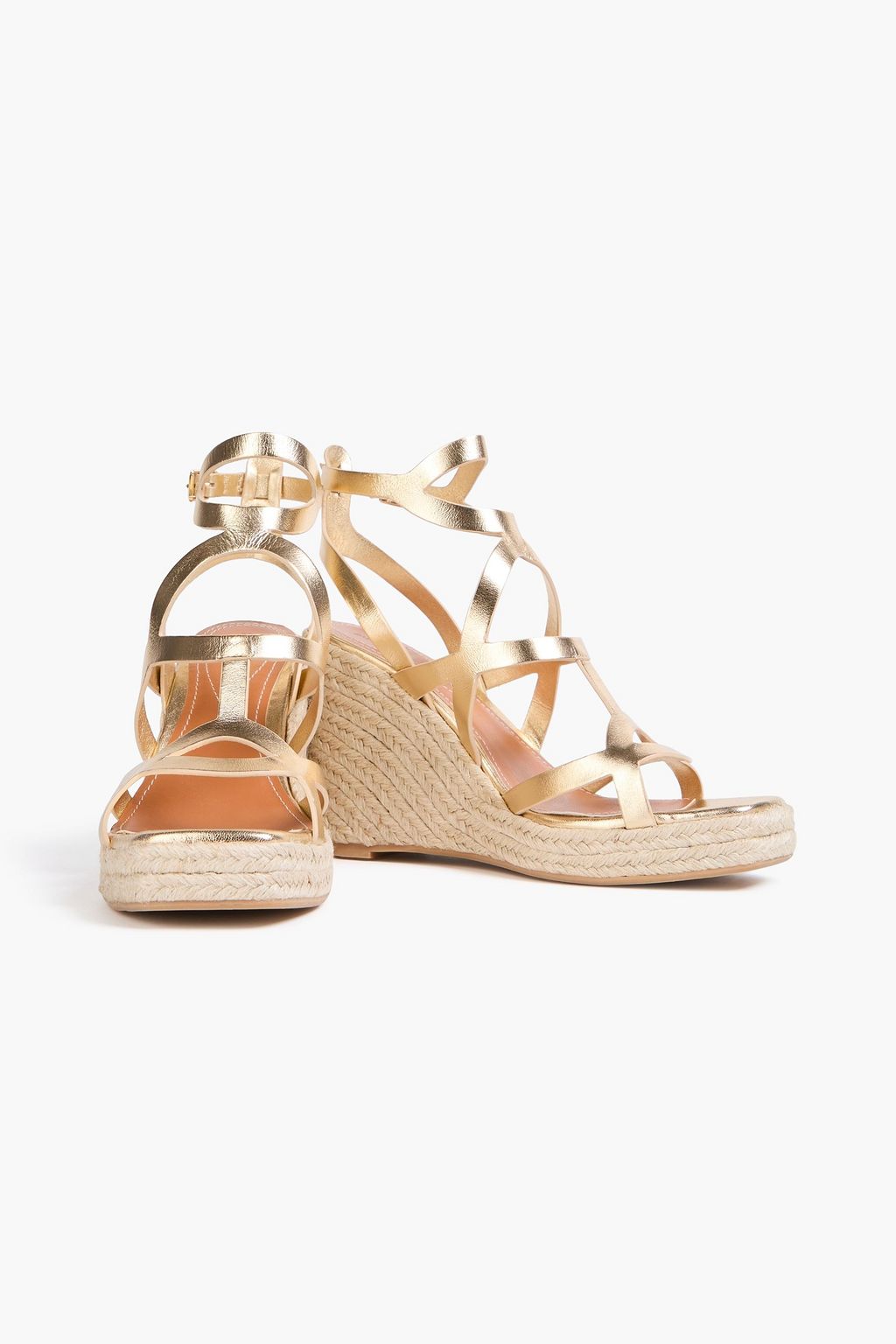 ZIMMERMANN صندل من الجلد بكعب ويدج بلون ميتاليك