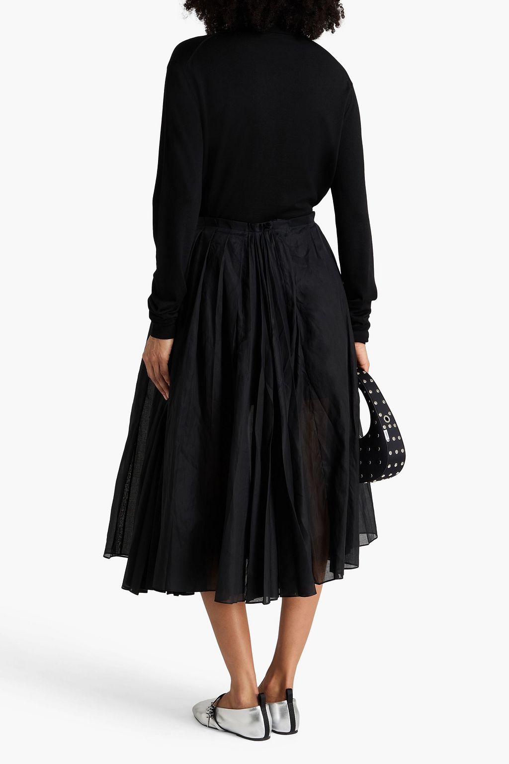 JIL SANDER Pleated cotton-organza midi skirt