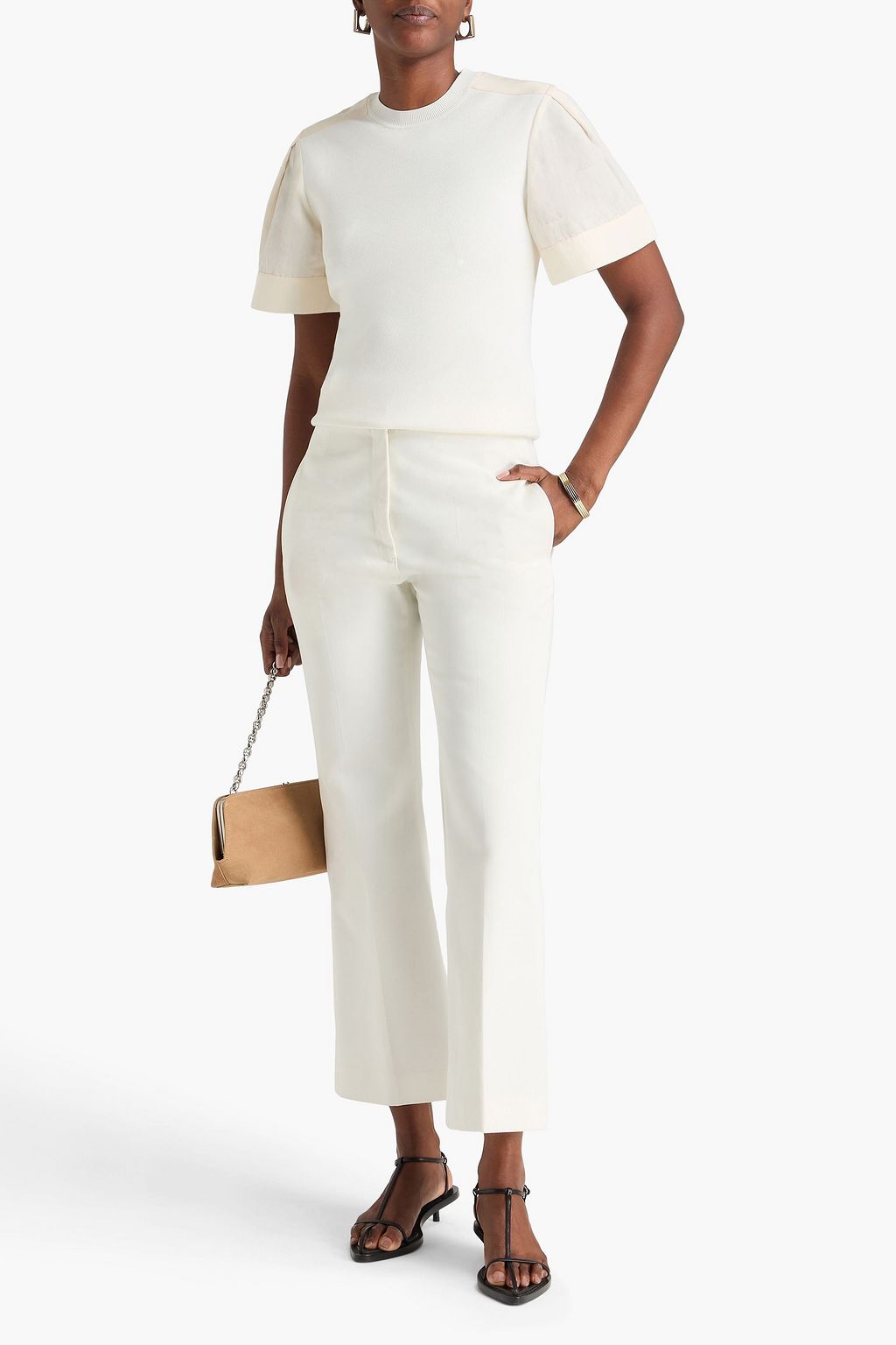 JIL SANDER Cotton-gabardine bootcut pants