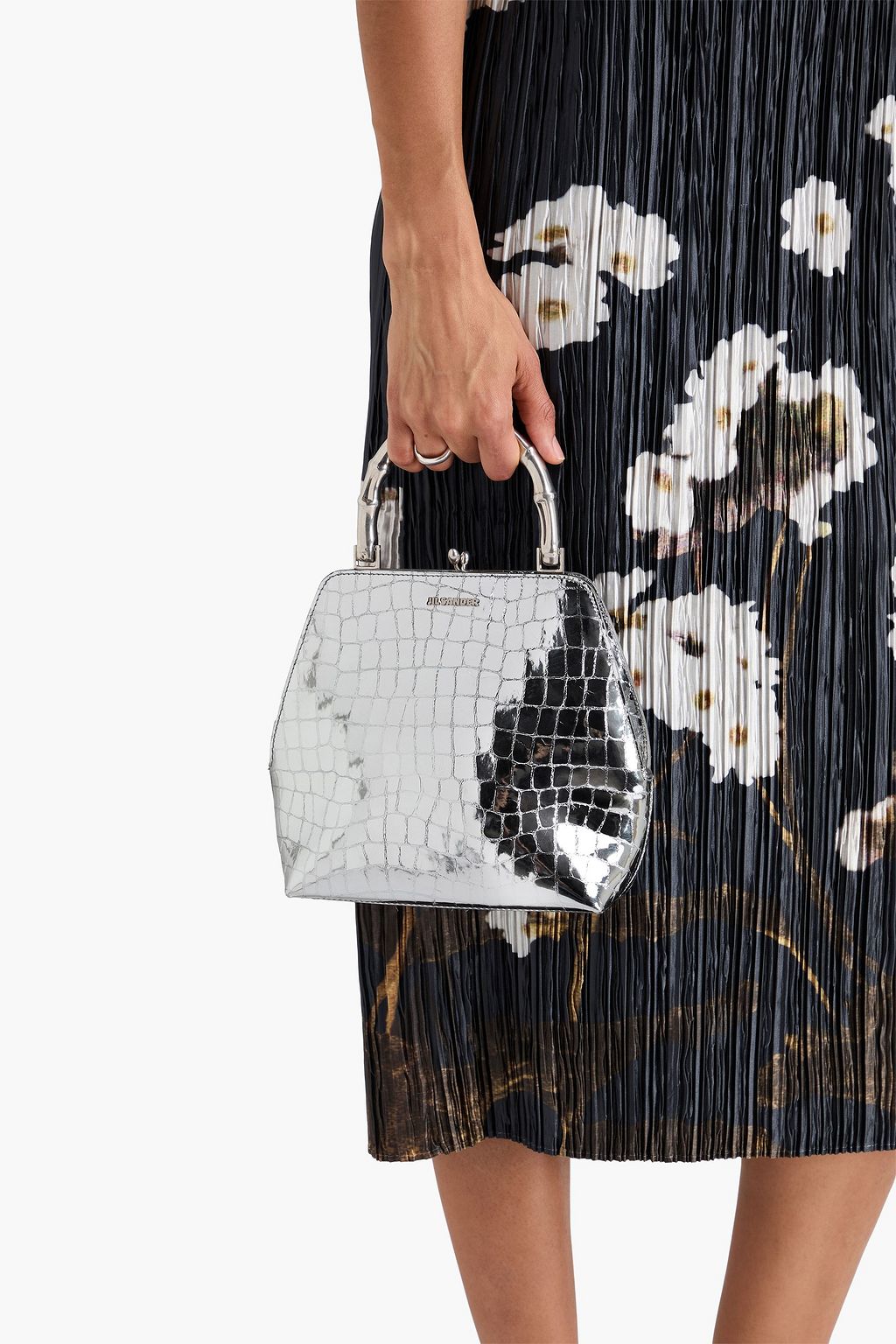 JIL SANDER Metallic croc-effect leather tote