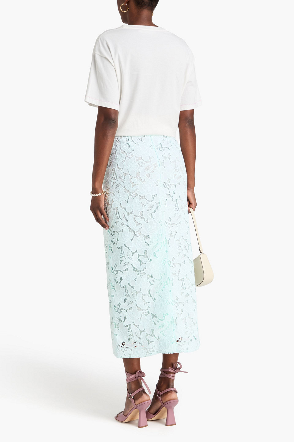 Zimmermann Guipure Lace Midi Pencil Skirt In Green
