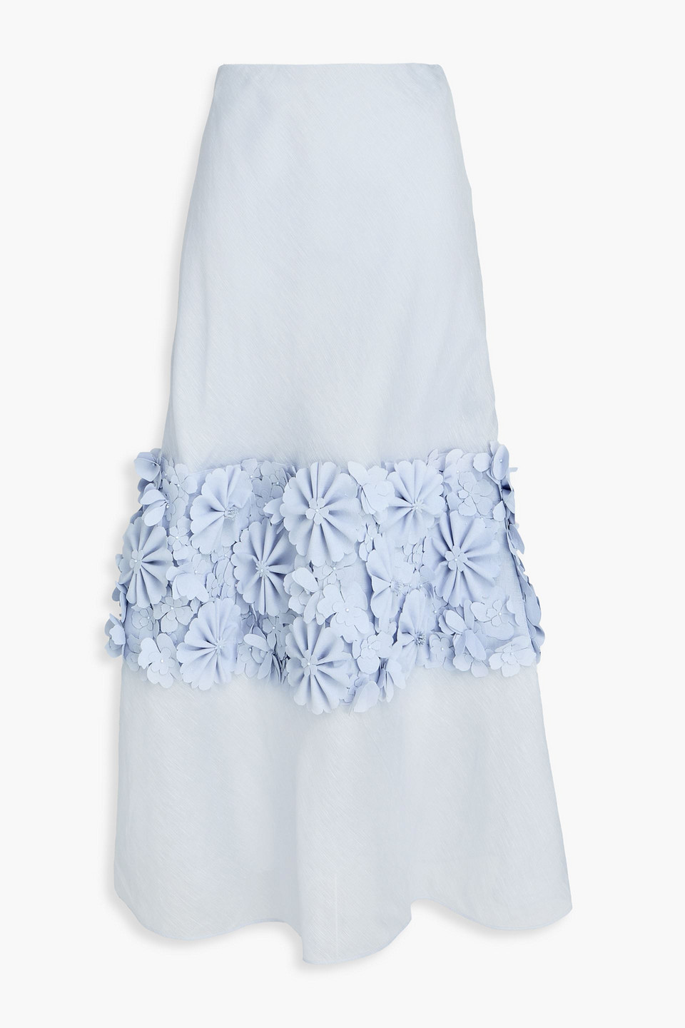 Zimmermann Floral-print Linen And Silk-blend Maxi Skirt In Blue