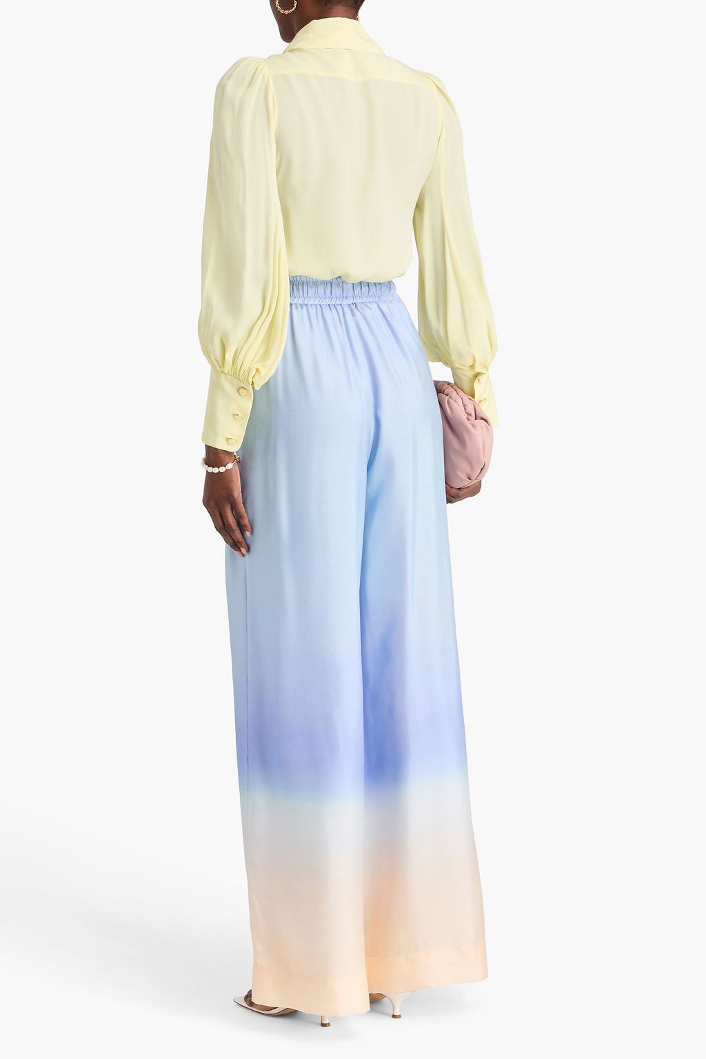 ZIMMERMANN Floral-appliquéd crepe de chine shirt