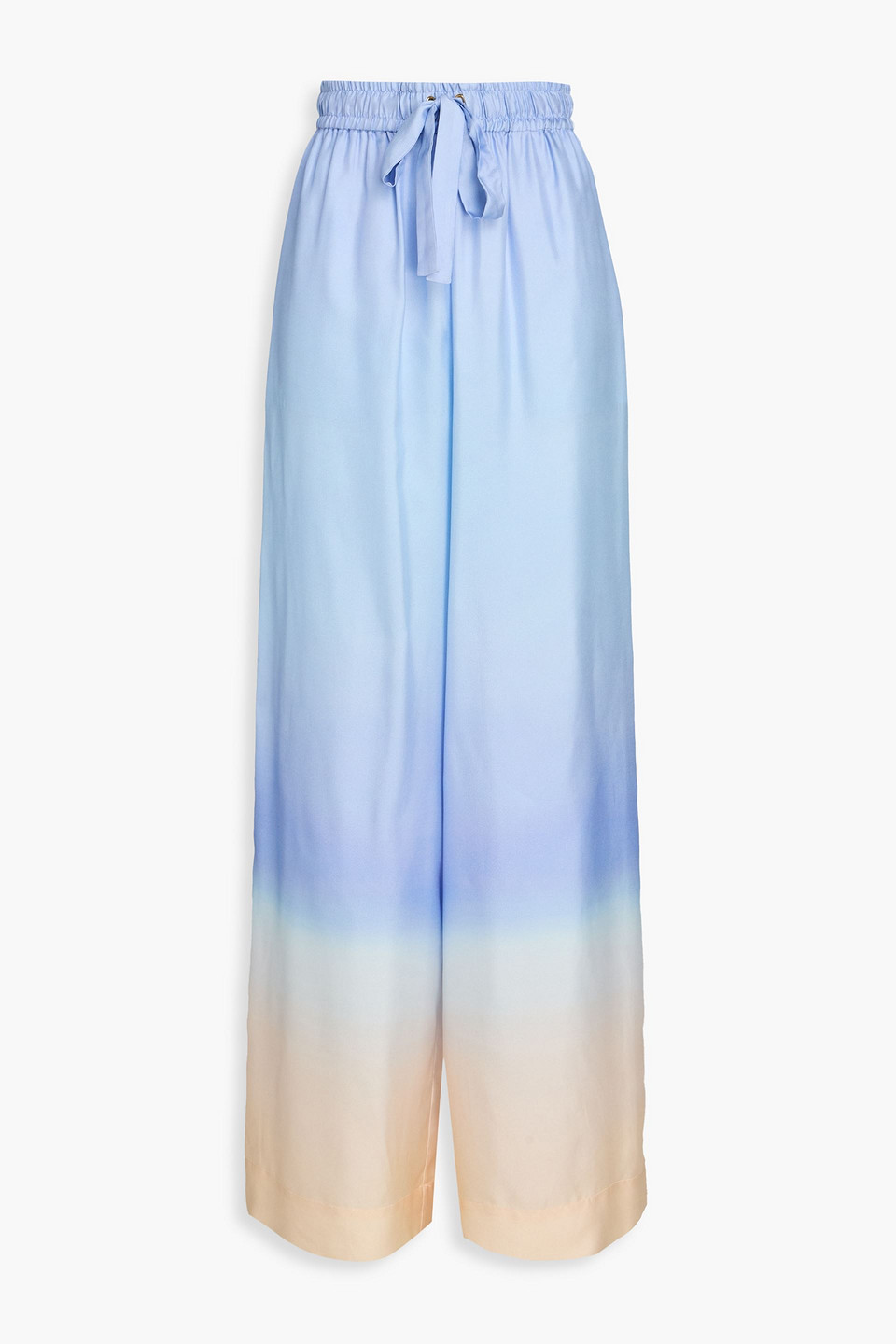 Zimmermann Dégradé Silk-twill Wide-leg Pants In Blue