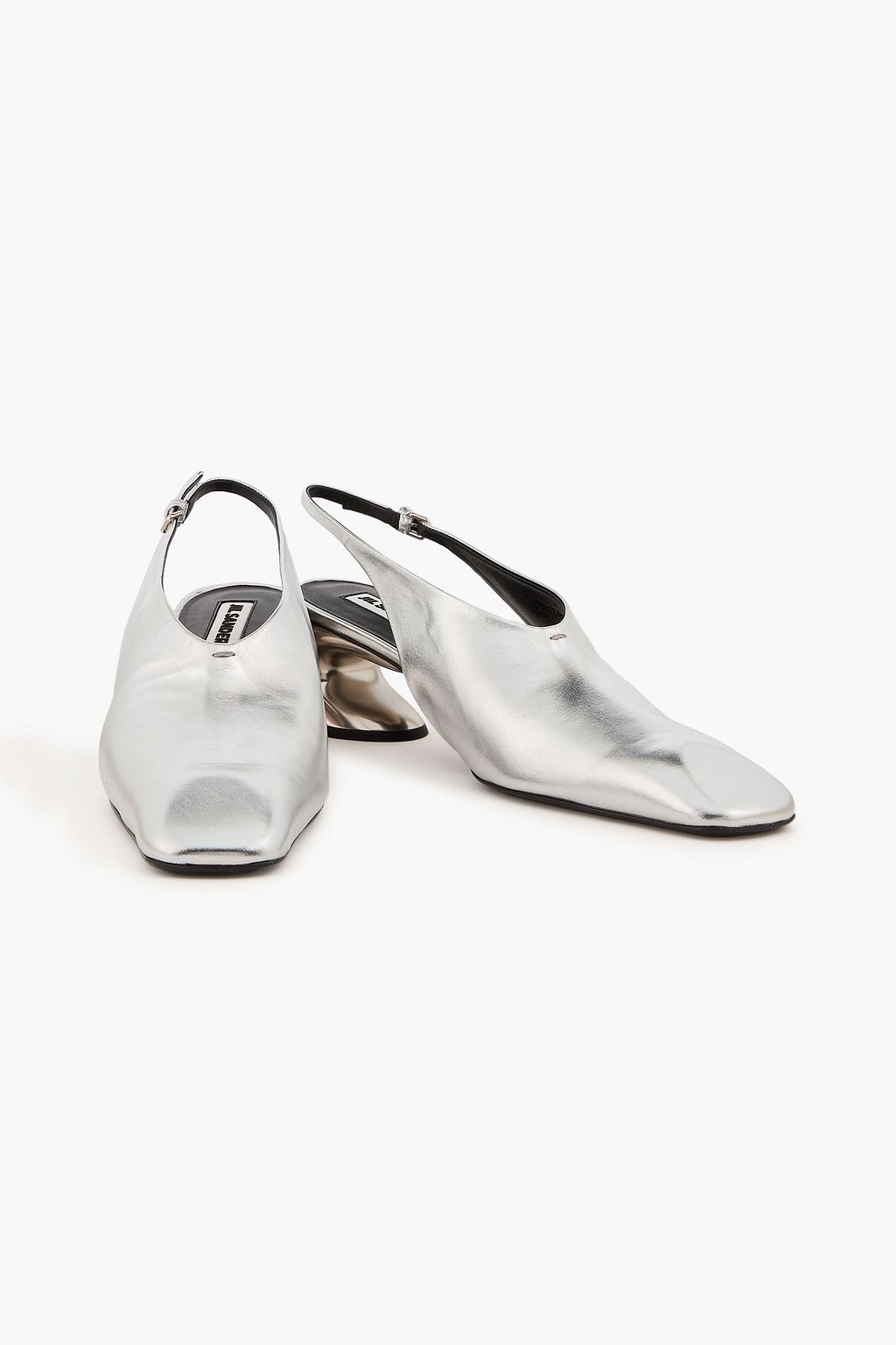 JIL SANDER Metallic leather slingback pumps