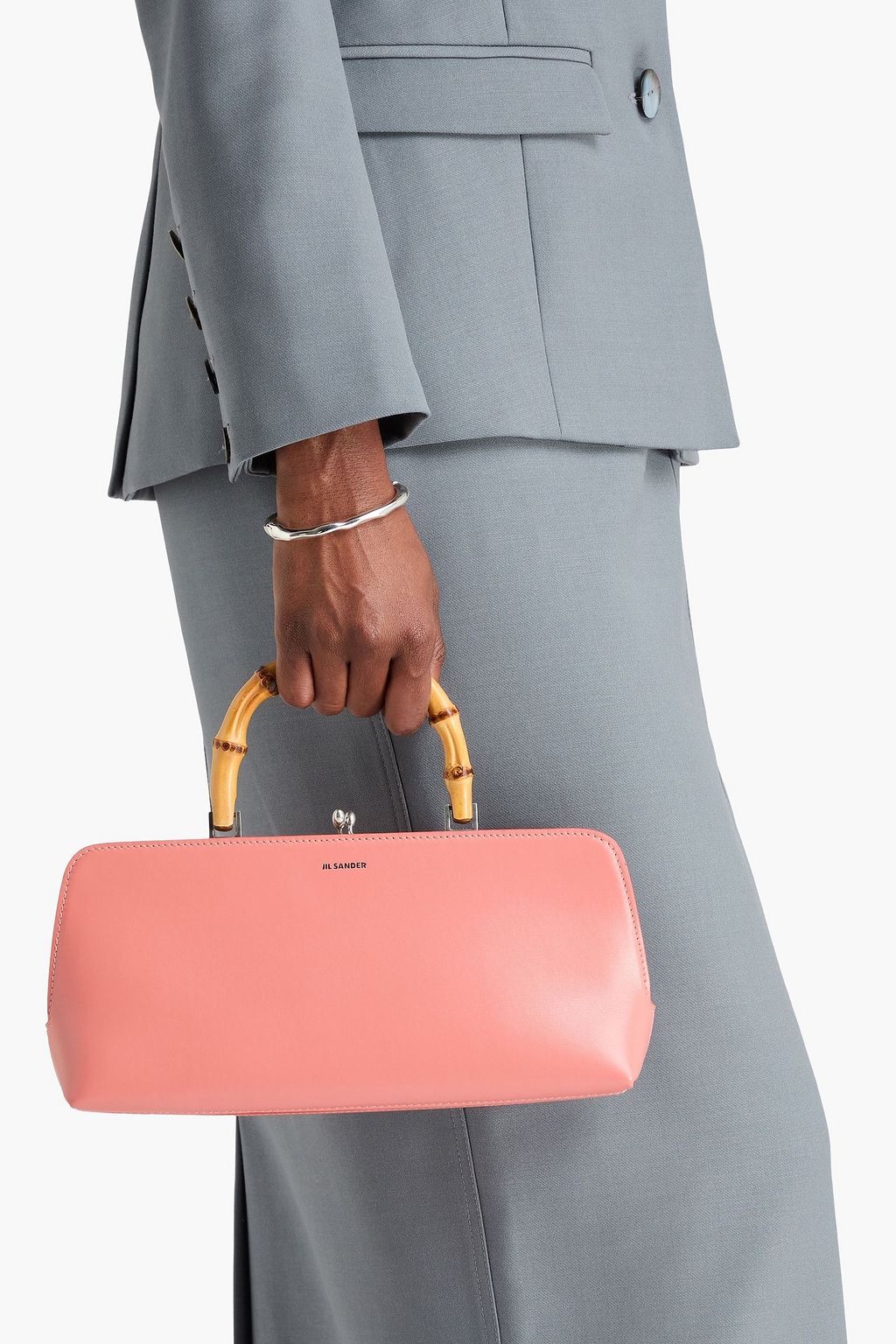 JIL SANDER Leather and bamboo tote