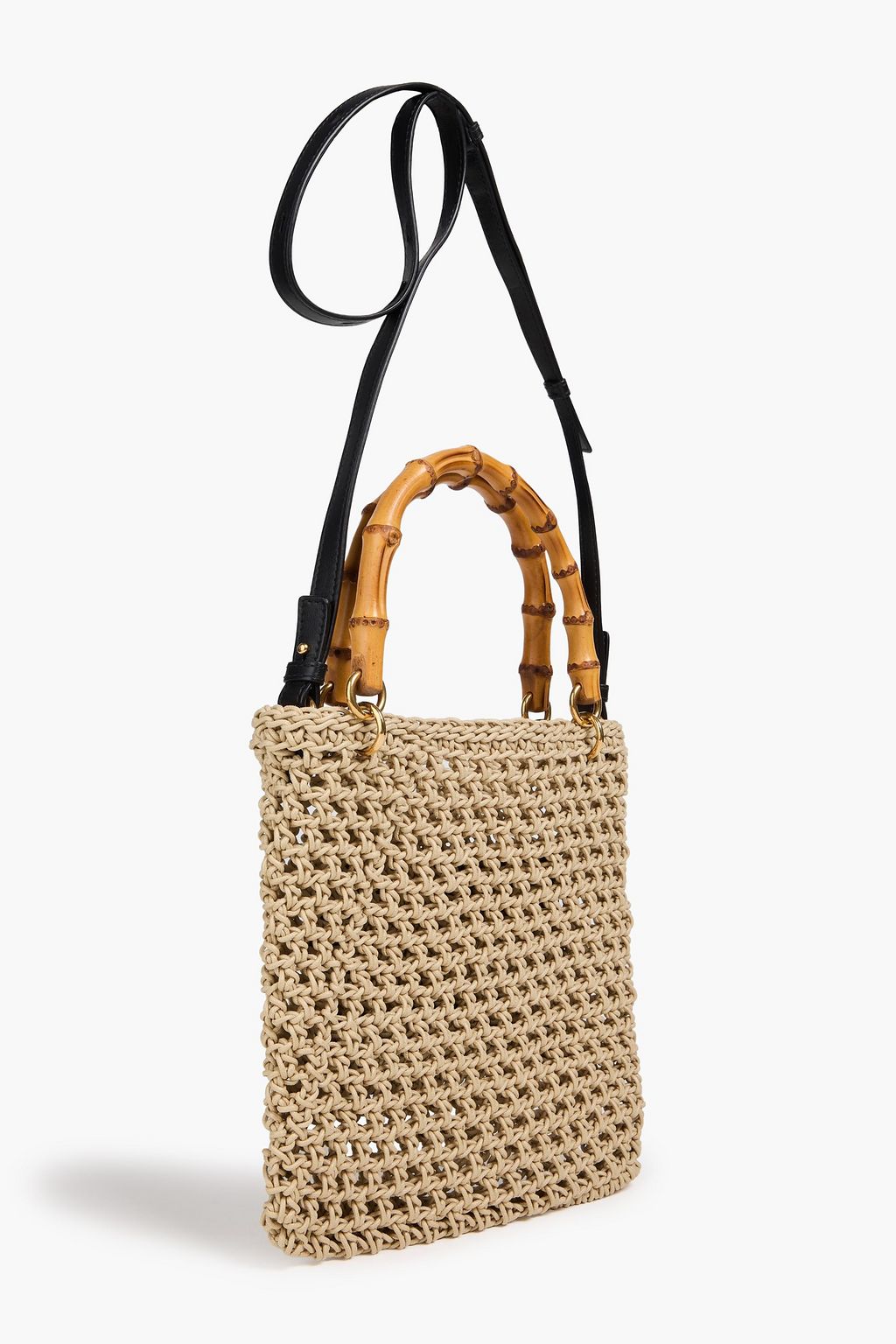 JIL SANDER Leather-trimmed crochet tote