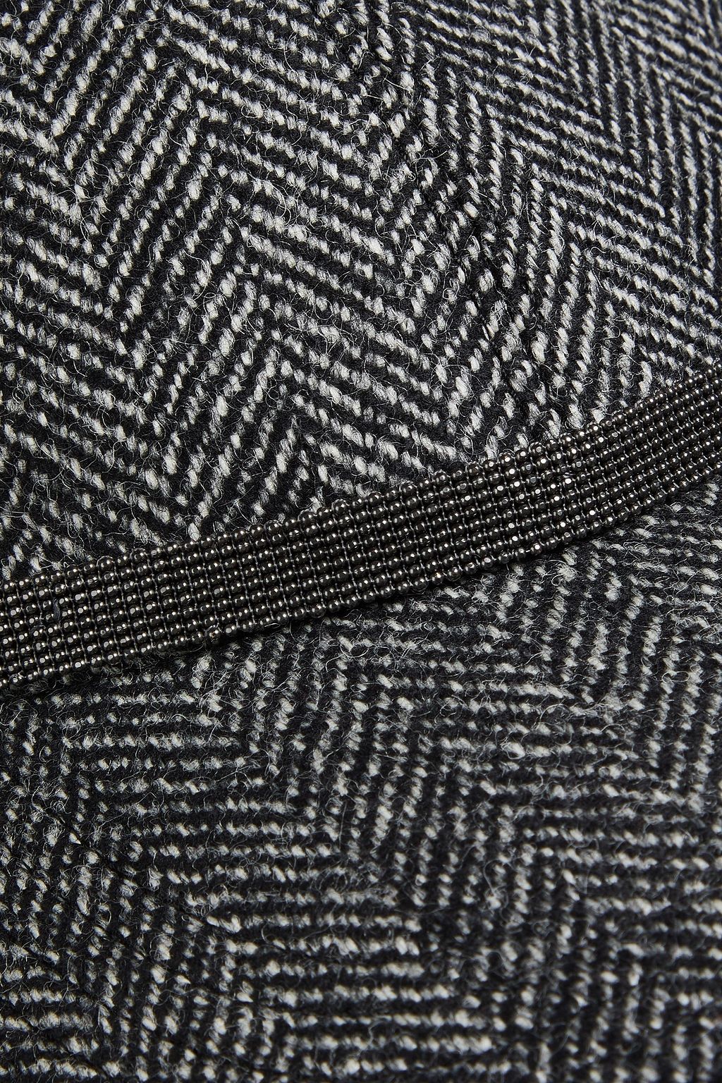 BRUNELLO CUCINELLI Bead-embellished herringbone wool-blend tweed baseball cap