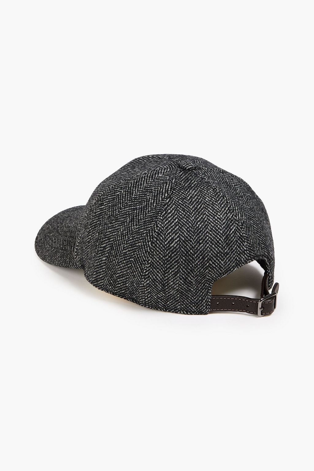 BRUNELLO CUCINELLI Bead-embellished herringbone wool-blend tweed baseball cap