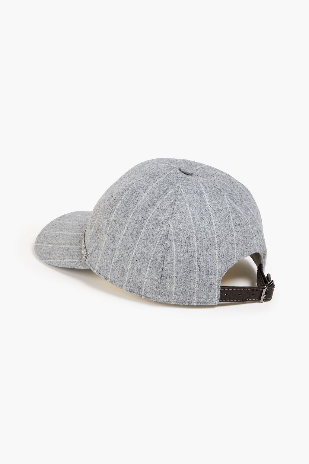 BRUNELLO CUCINELLI Bead-embellished pinstriped wool-felt baseball cap