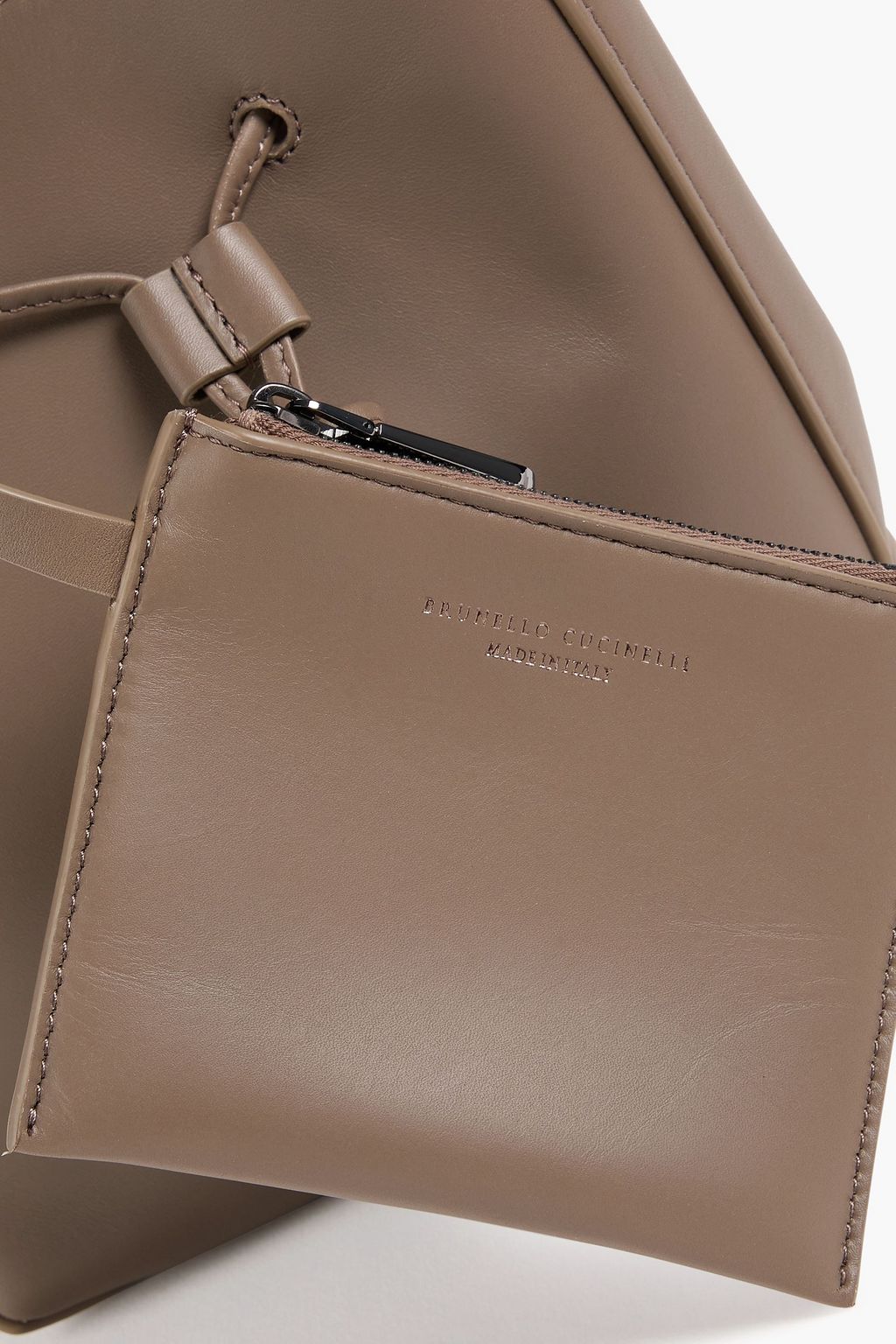 BRUNELLO CUCINELLI Bead-embellished leather bucket bag