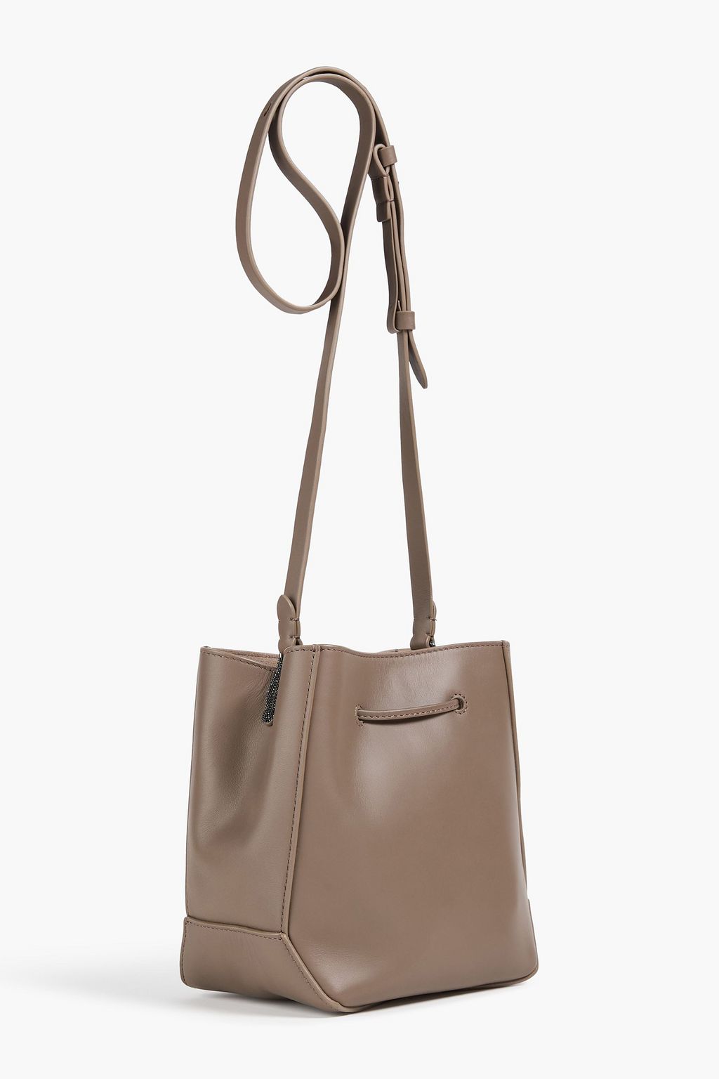 BRUNELLO CUCINELLI Bead-embellished leather bucket bag