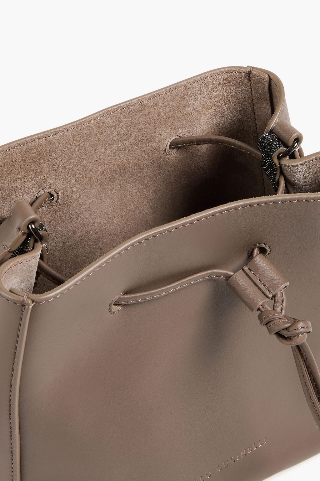 BRUNELLO CUCINELLI Bead-embellished leather bucket bag