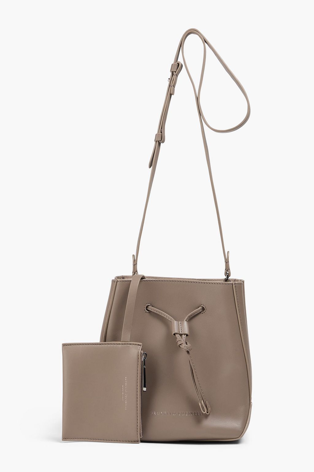 BRUNELLO CUCINELLI Bead-embellished leather bucket bag