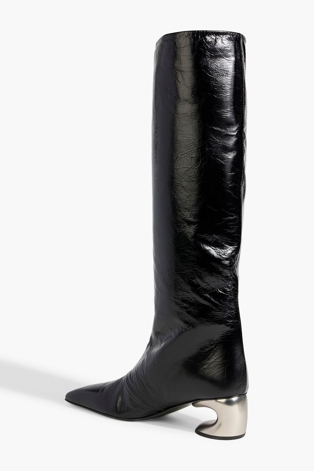 JIL SANDER Glossed textured-leather knee boots