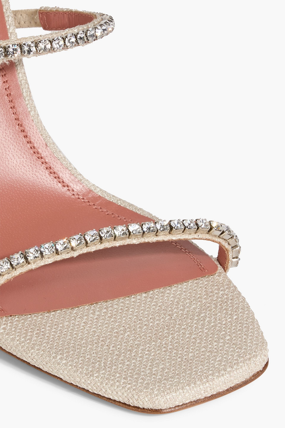 Amina Muaddi Gilda 95 Crystal-embellished Canvas Sandals In Multi