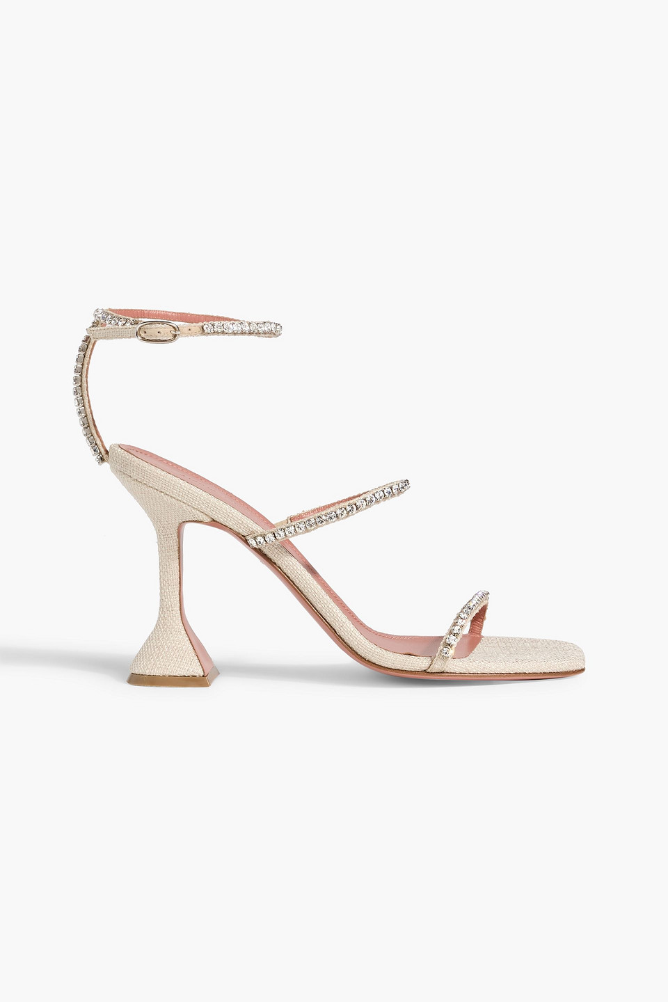 Amina Muaddi Gilda 95 Crystal-embellished Canvas Sandals In Multi