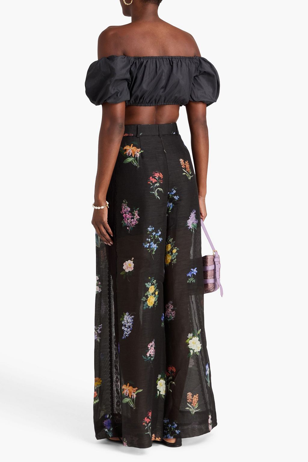 ZIMMERMANN Pleated floral-print linen and silk-blend wide-leg pants
