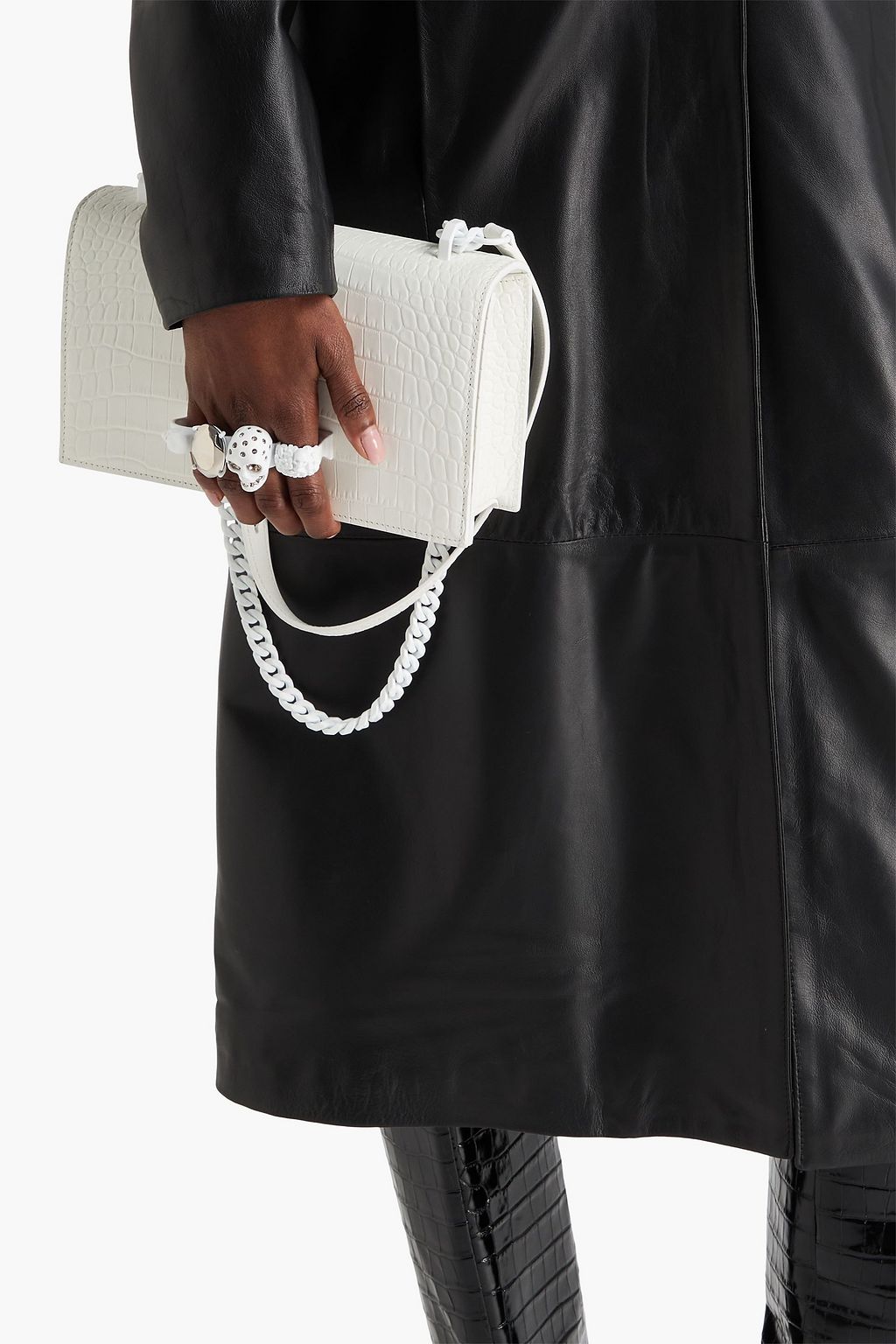 MCQUEEN Croc-effect leather shoulder bag