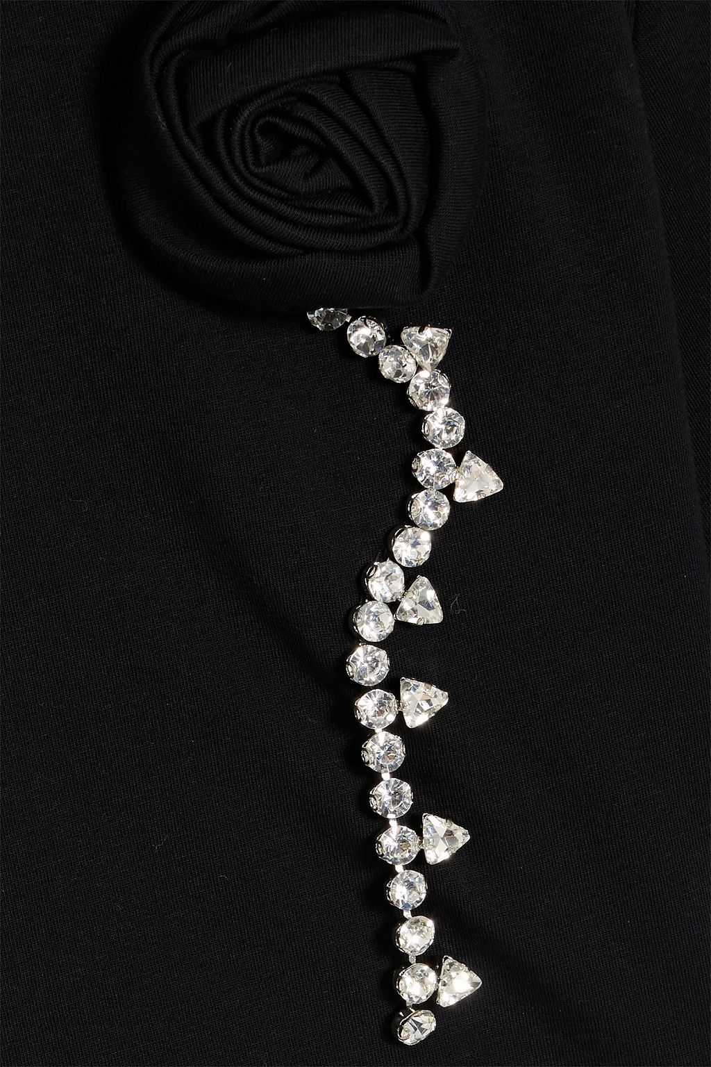 AREA Cropped embellished stretch-cotton jersey T-shirt