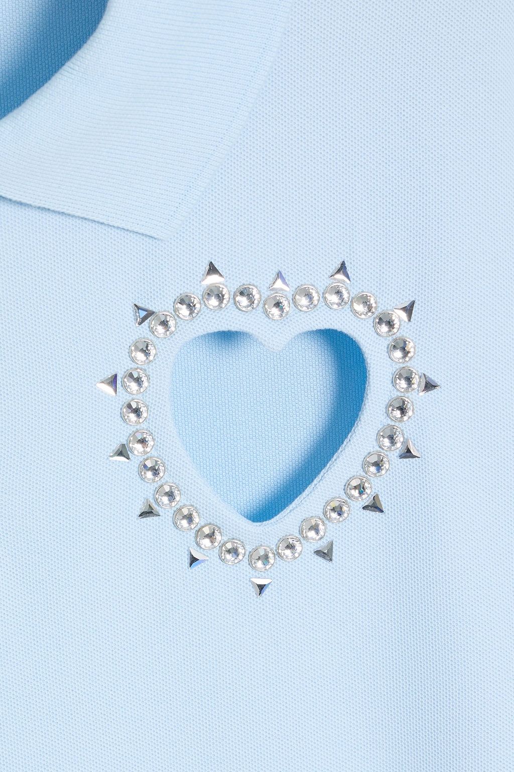 AREA Embellished cotton-piqué mini shirt dress