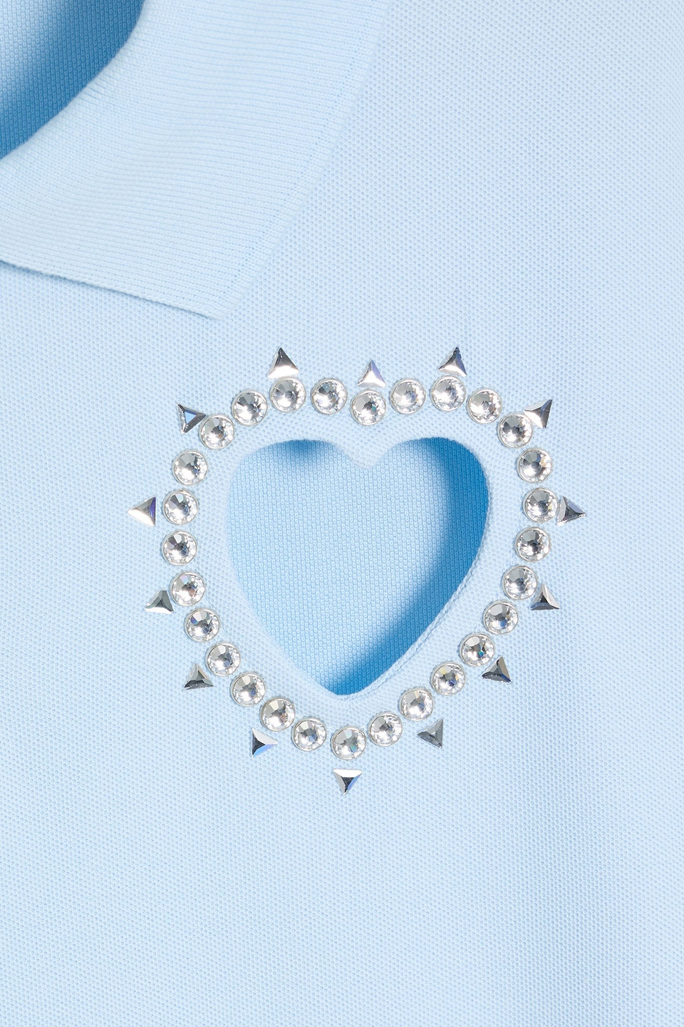 Area Embellished Cotton-piqué Mini Shirt Dress In Blue