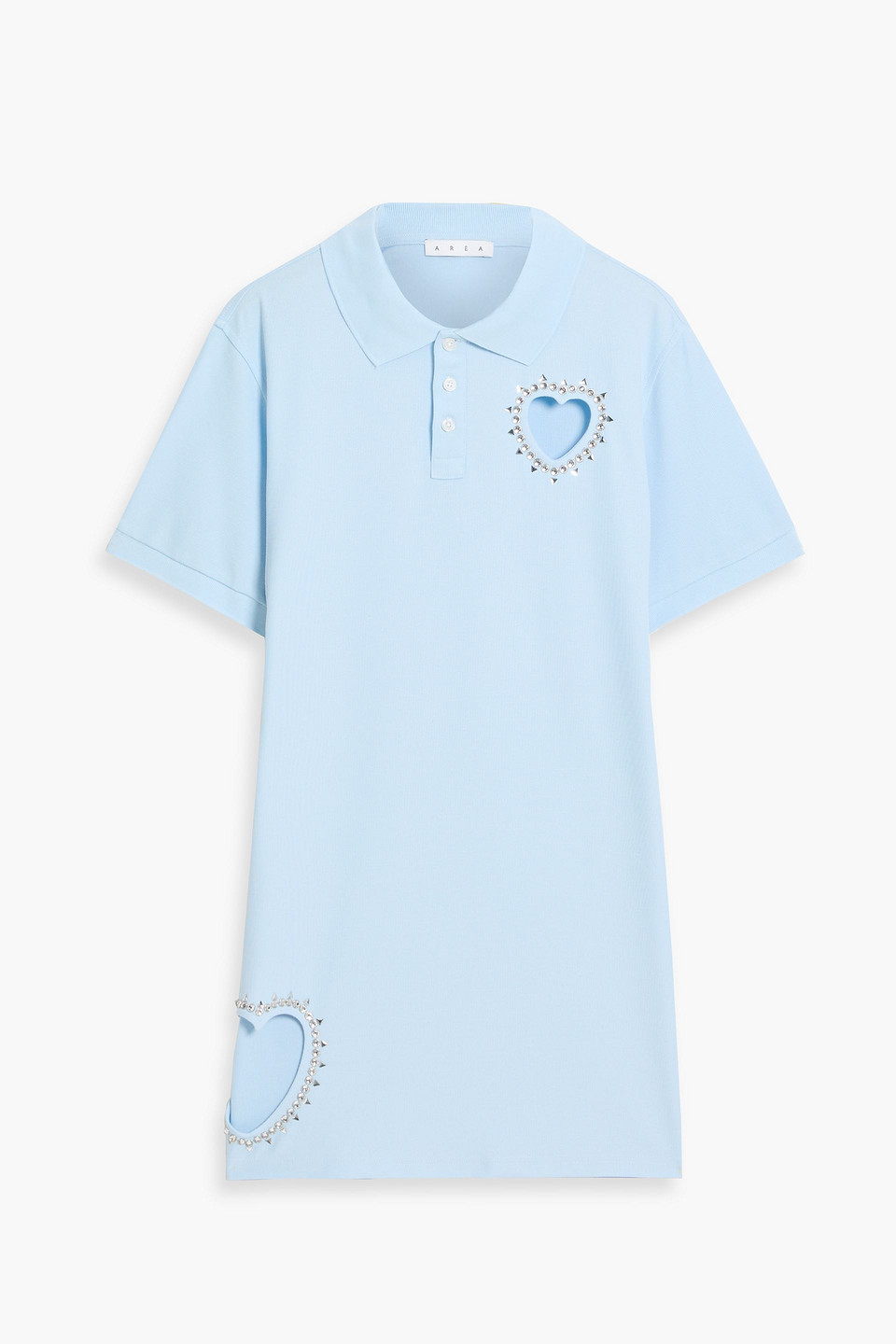 Area Embellished Cotton-piqué Mini Shirt Dress In Blue
