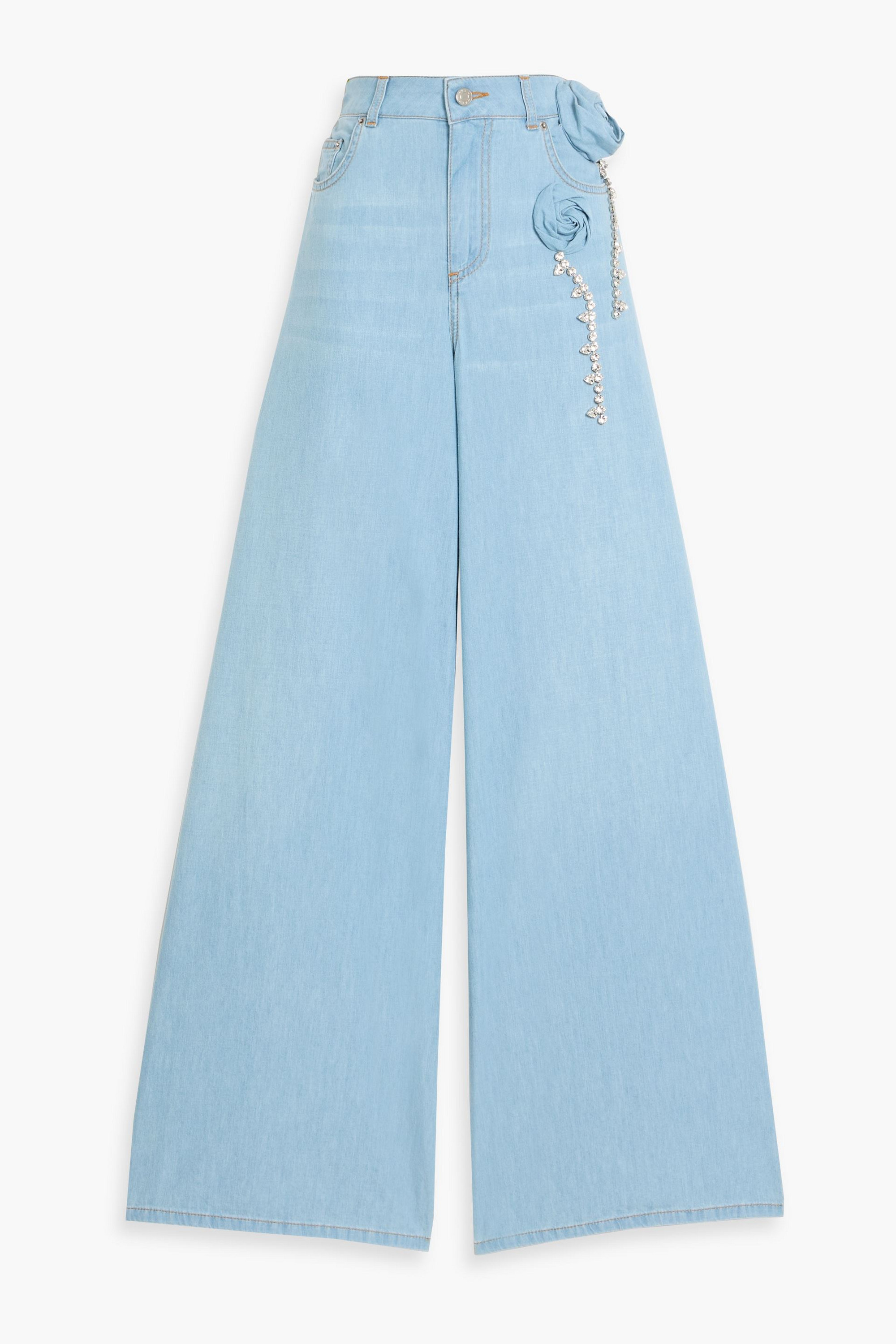 Area Embellished high-rise wide-leg jeans
