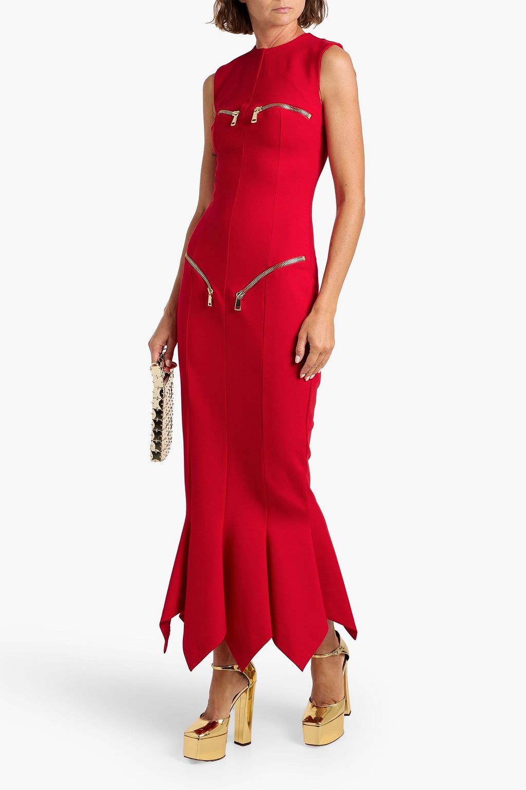 AREA Zip-detailed cady maxi dress