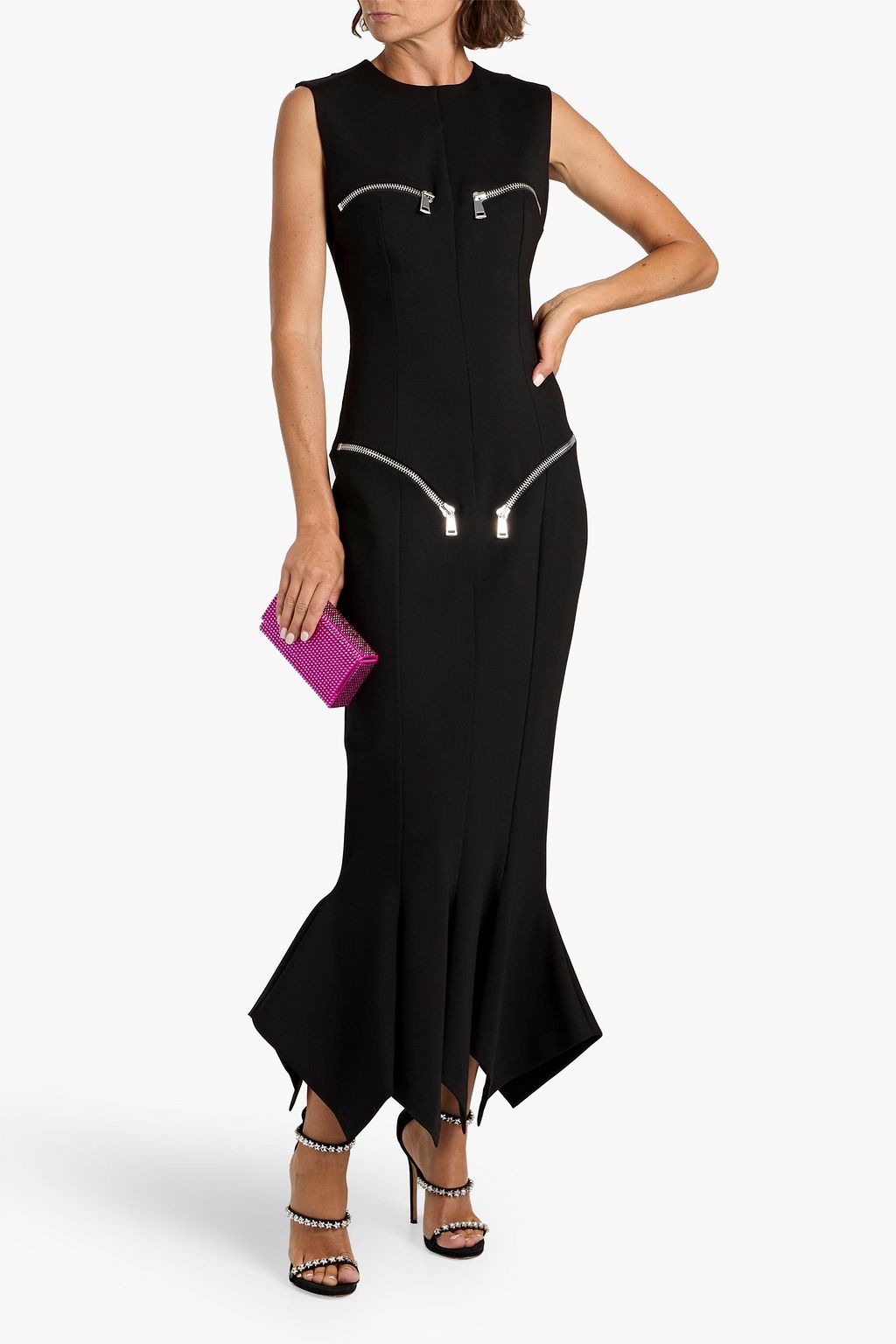 AREA Zip-detailed cady maxi dress