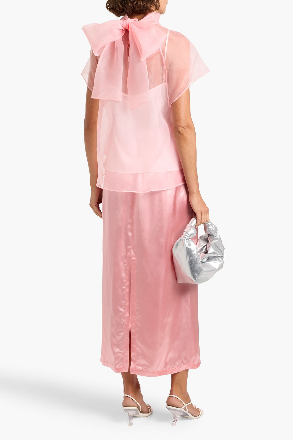 Simkhai Feyre Pussy-bow Organza Blouse In Pink
