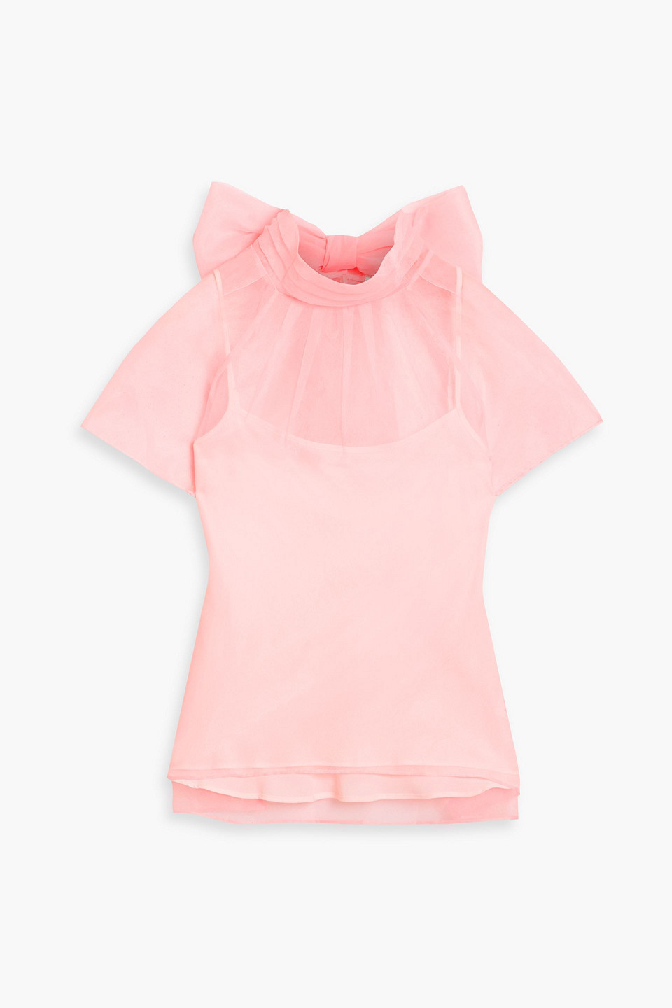 Simkhai Feyre Pussy-bow Organza Blouse In Pink