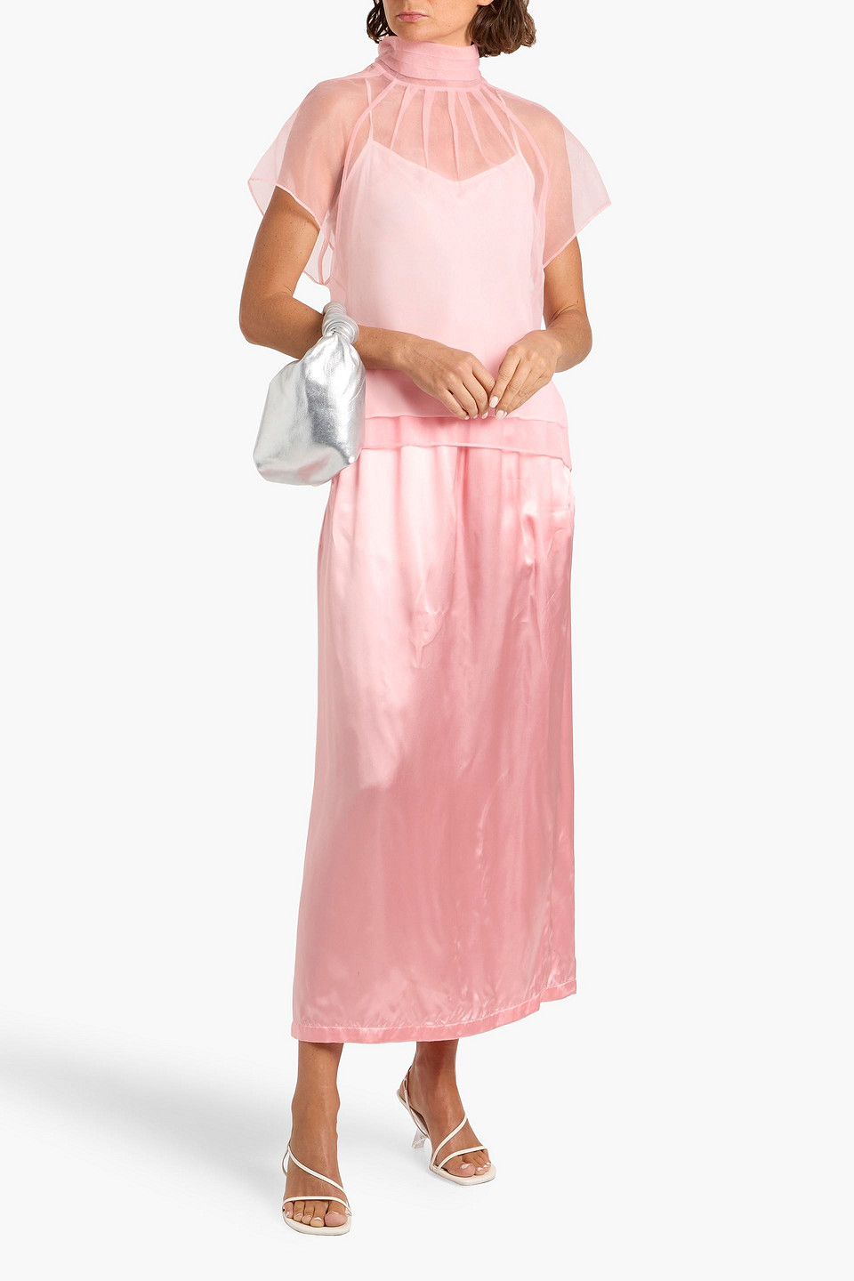 Simkhai Feyre Pussy-bow Organza Blouse In Pink