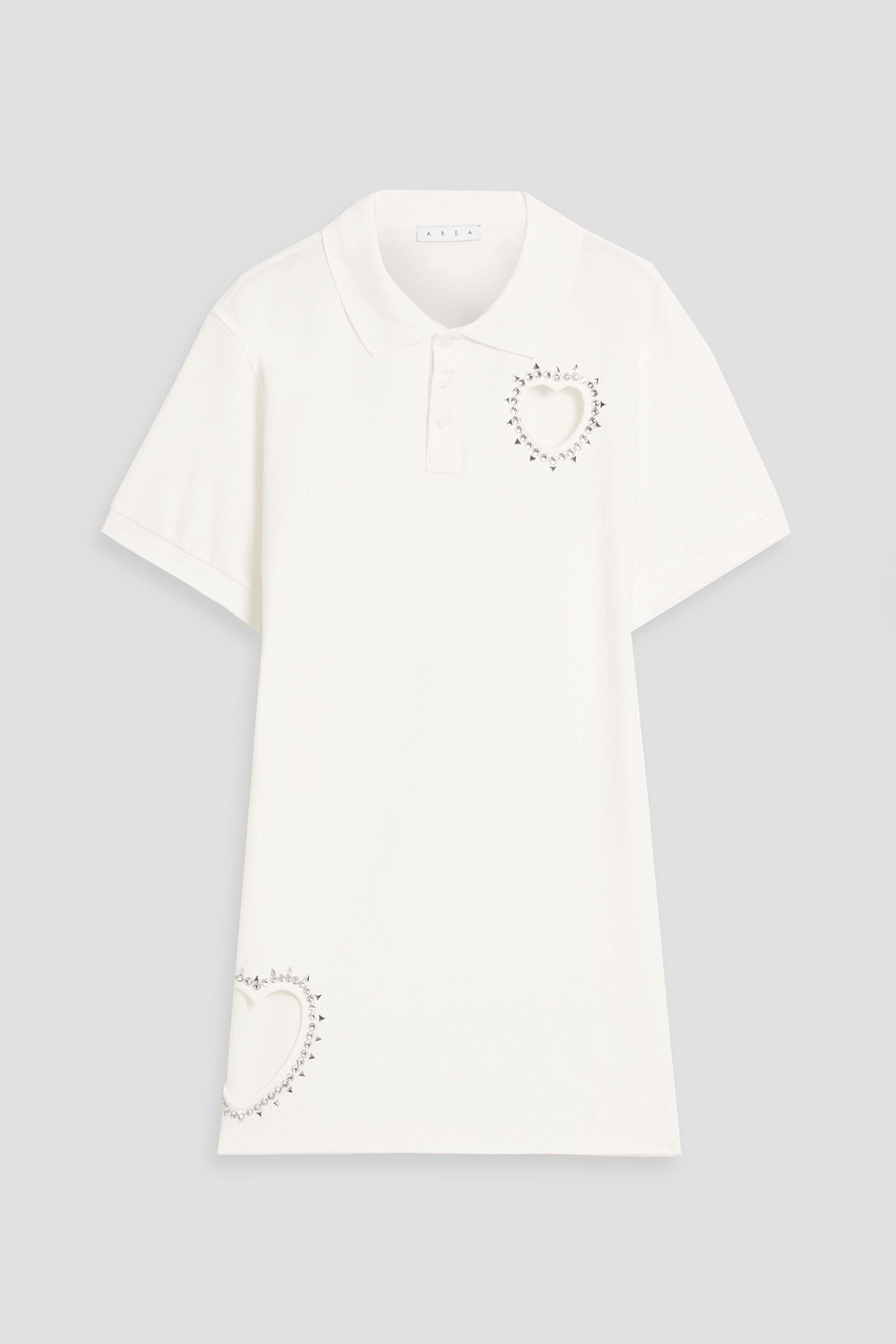 Area Embellished Cotton-piqué Mini Shirt Dress In White