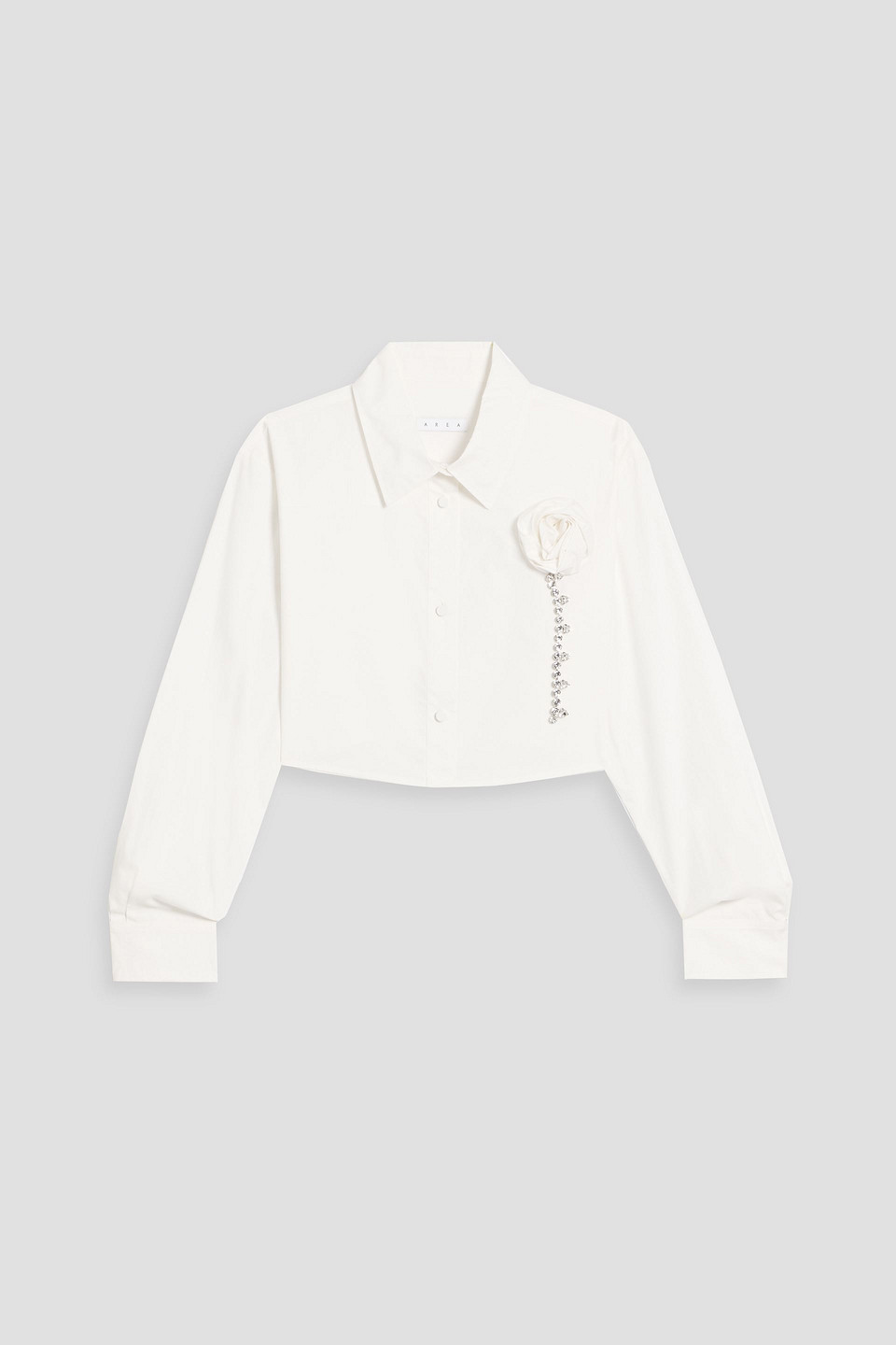 area - cropped embellished cotton-poplin shirt - white - us 6