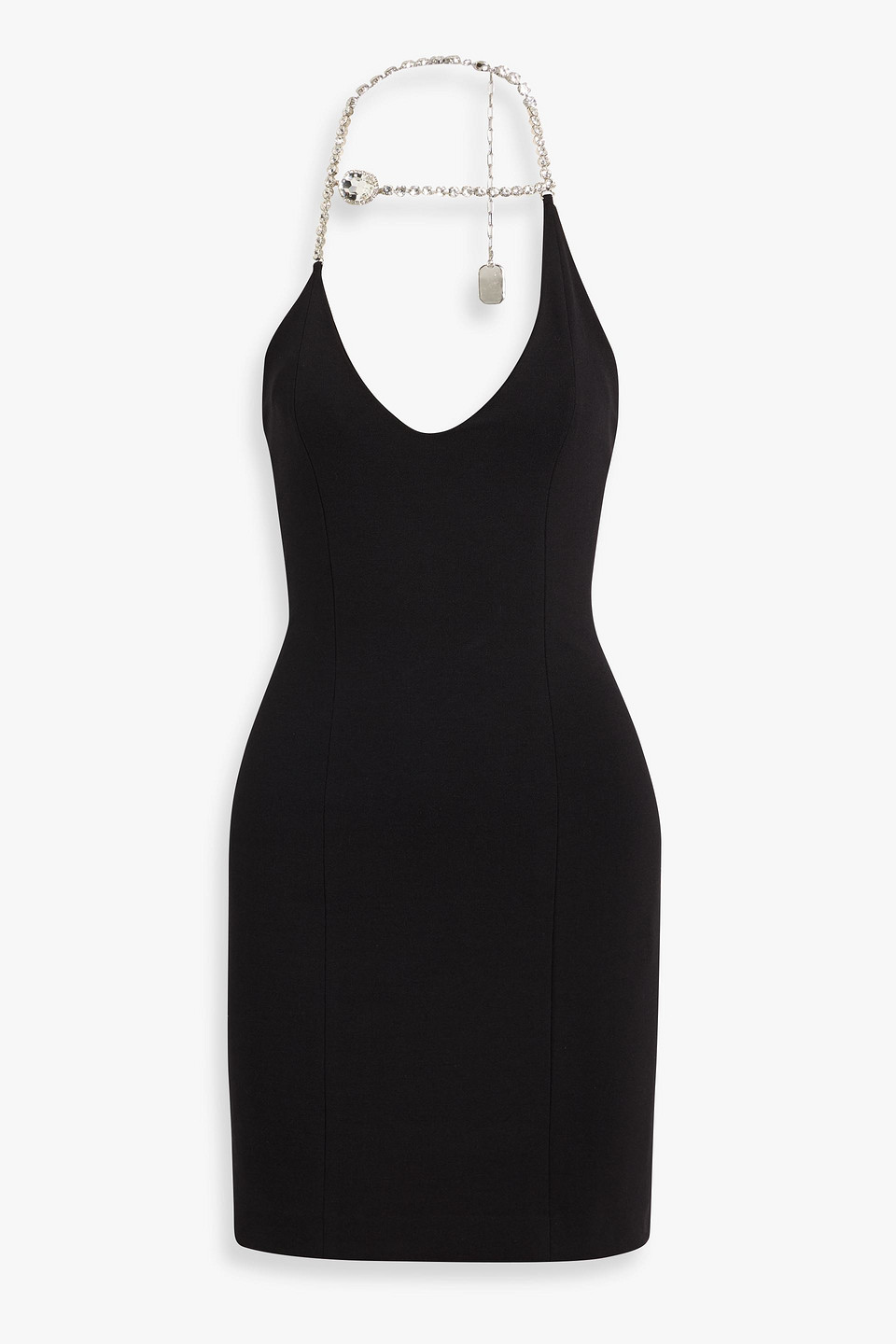 Area Crystal-embellished Cady Halterneck Mini Dress In Black